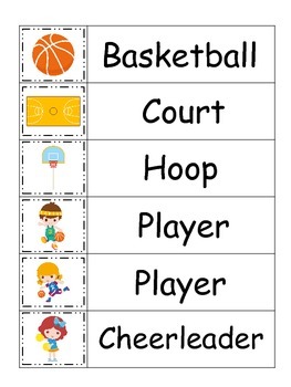 Preview of Basketball Sports themed Word Wall theme for preschool circle time. Weekly theme