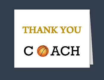 Basketball Thank You Card Basketball Coach Printable Thank You Cards Pdf