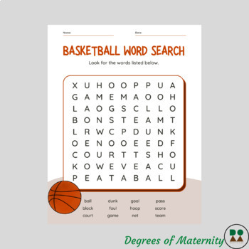 Basketball Word Search Activity Sheets (2 different activities w/answer ...