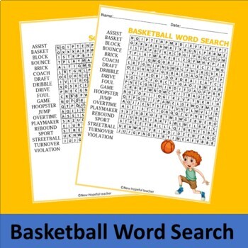 Basketball Word Search Puzzle Worksheet Activity by New Hopeful Teacher