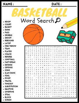 Basketball Word Search Puzzle Worksheets Activities For Kids | TPT