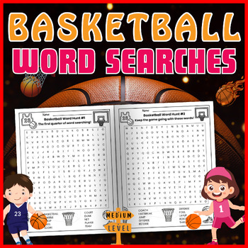 Basketball Word Searches - Slam Dunk Spelling Fun! by PrintablesPanda