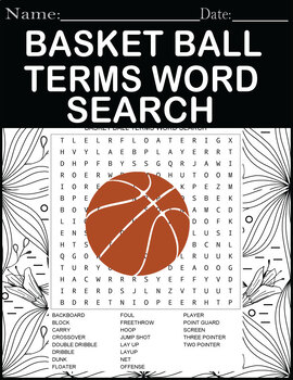 Preview of Basketball terms Word Search Puzzle Vocabulary Worksheet Activity