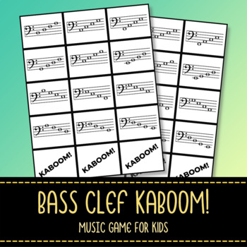 Preview of Bass Clef Kaboom! Music Class Game for Kids - Print and Cut Out Cards