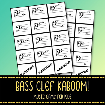 Preview of Bass Clef Kaboom! Music Class Game for Kids - Print and Cut Out Cards