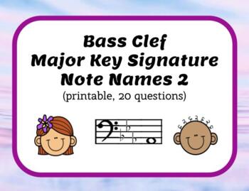 Bass Clef Major Key Signatures Note Names 2 (printable) | TPT