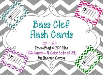 Preview of Bass Clef Music Flash Cards - Powerpoint & PDF