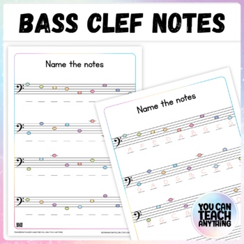 Preview of Bass Clef Music Note Naming Worksheet