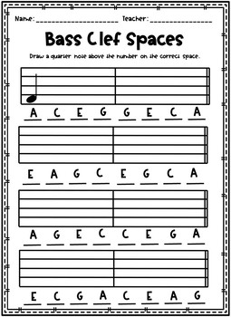 Bass Clef Note Name Worksheets by Rocky Mountain Music | TpT