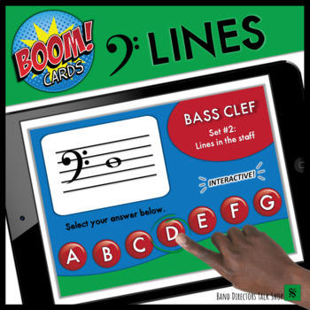 Preview of Bass Clef Note Names: Lines - Digital, Interactive Music Theory Game