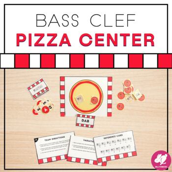 Preview of Bass Clef Note Names - Music Centers - Pizza Game