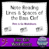 Music Worksheets: Bass Clef Note Reading - Music Assessmen