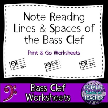 Preview of Music Worksheets: Bass Clef Note Reading - Music Assessments Lines/Spaces