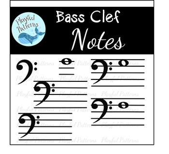 Preview of Bass Clef Music Notes:  Music/Piano Worksheets, Music Clip Art