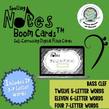 Bass Clef Spelling Notes 5 6 And 7 Letter Words Boom Cards Distance Learning