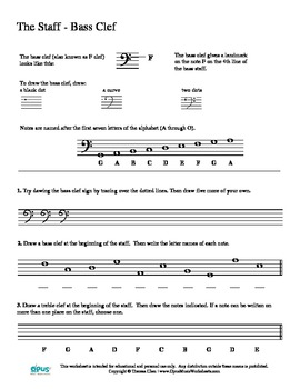 Preview of Bass Clef Worksheet