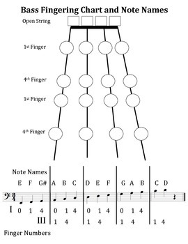 Preview of Bass Fingering Chart and Note Names