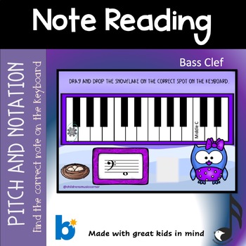 Preview of Bass - Note Reading Bass Clef on Piano Digital Task Cards on Boom Cards™