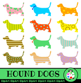 Basset Hound Dog Clip Art - Patterned Silhouettes