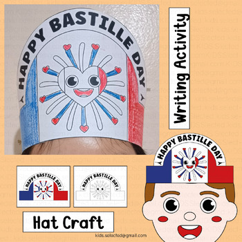 Preview of Bastille Day Hat Craft France Flag Activities Crown Headband Writing Fireworks