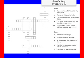 Bastille Day Puzzle Pack by Inspire and Educate TpT