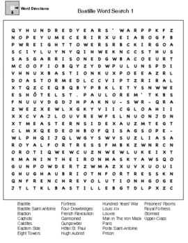 Bastille Word Search by Northeast Education TPT