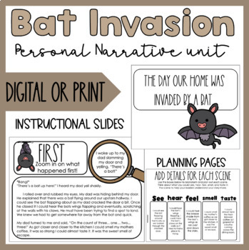 Preview of Bat Invasion Personal Narrative Writing Unit | No prep!