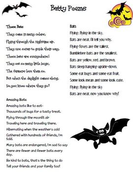 Bat Poetry with Comprehension Questions by Teacher Creations | TpT