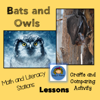 Preview of Bat and Owl - Non fiction, crafts, comparing , Math and Literature stations