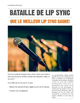Bataille de Lip sync by CreateIIV | Teachers Pay Teachers