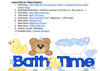 Preview of Bath Time / Bathroom - Distance Learning Session Plan EI