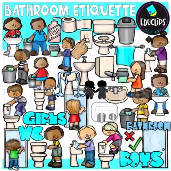 Preview of Bathroom Etiquette Clip Art Set {Educlips Clipart}