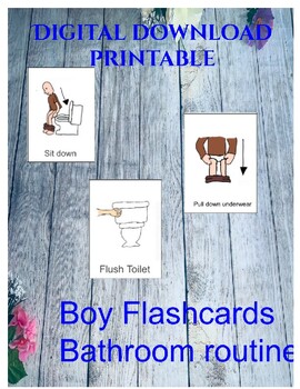 Preview of Bathroom Flashcards for Boys! Routine and Working For