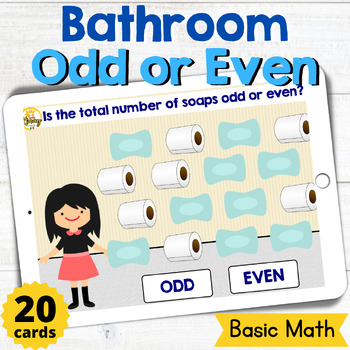 Preview of Bathroom Odd or Even Basic Math Boom Cards