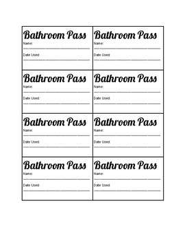 Preview of Bathroom Pass