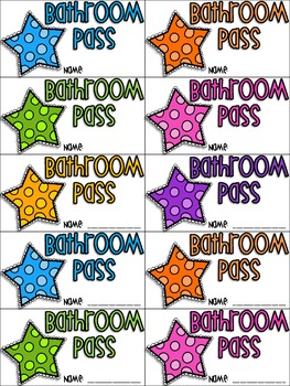 Bathroom Pass Freebie By All Students Can Shine Tpt