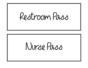 Preview of Bathroom Pass/ Nurse Pass