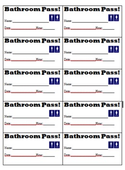 Bathroom Pass Printables By Hillary Leatherman Tpt