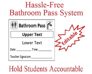 Preview of COVID Bathroom Pass (disposable passes that prints students' names using excel)