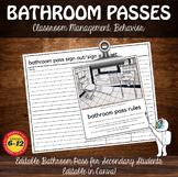 Visual Art Bathroom Pass and Sign In/Sign Out Sheet & Rule