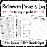 Bathroom Passes and Log for Upper Grades