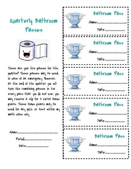 Bathroom Passes and Sign Out Sheet by Breanna Huff | TPT