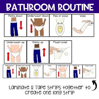 Boy Bathroom Routine, Flash Cards ,schedule Potty Training, Reward
