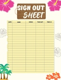 Bathroom Sign Out Sheets | TROPICAL THEME | Classroom Management