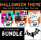 Bathroom Signs, Passes and Logs Bundle - Halloween Bats { 