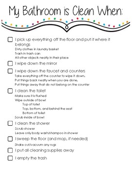 Bathroom Cleaning Checklist By Raised In A Barn Tpt