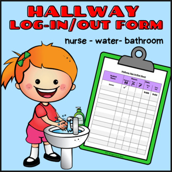 Preview of Bathroom / water / hallway log / nurse log / sign in sign out sheet w. Icons ELL
