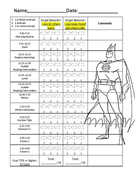 Preview of Batman Behavior Point Sheet