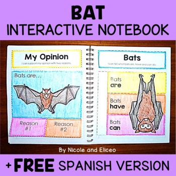 Preview of Bat Interactive Notebook Activities + FREE Spanish