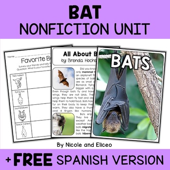 Preview of Bat Activities Nonfiction Unit + FREE Spanish